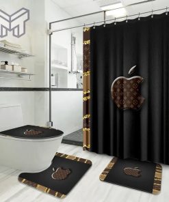 Louis Vuitton Fashion Logo Limited Luxury Brand Bathroom Set Home Decor 23 Shower Curtain And Rug Toilet Seat Lid Covers Bathroom Set