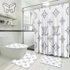 Louis Vuitton Fashion Logo Limited Luxury Brand Bathroom Set Home Decor 29 Shower Curtain And Rug Toilet Seat Lid Covers Bathroom Set