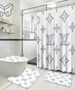 Louis Vuitton Fashion Logo Limited Luxury Brand Bathroom Set Home Decor 29 Shower Curtain And Rug Toilet Seat Lid Covers Bathroom Set