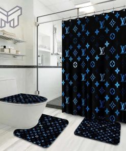 Louis Vuitton Fashion Logo Limited Luxury Brand Bathroom Set Home Decor 30 Shower Curtain And Rug Toilet Seat Lid Covers Bathroom Set