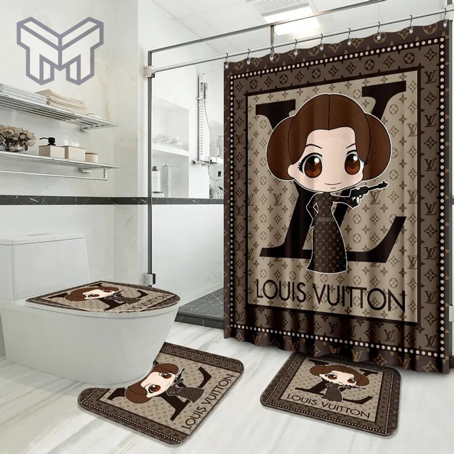 Louis vuitton bathroom set luxury shower curtain waterproof luxury brand  with logo louis vuitton 31