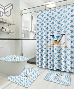 Louis Vuitton Fashion Logo Limited Luxury Brand Bathroom Set Home Decor 34 Shower Curtain And Rug Toilet Seat Lid Covers Bathroom Set