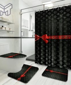 Louis Vuitton Fashion Logo Limited Luxury Brand Bathroom Set Home Decor 35 Shower Curtain And Rug Toilet Seat Lid Covers Bathroom Set