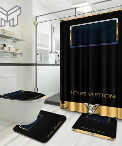 Louis Vuitton Fashion Logo Limited Luxury Brand Bathroom Set Home Decor 36 Shower Curtain And Rug Toilet Seat Lid Covers Bathroom Set