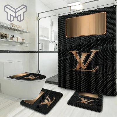 Louis Vuitton Fashion Logo Limited Luxury Brand Bathroom Set Home Decor 39 Shower Curtain And Rug Toilet Seat Lid Covers Bathroom Set