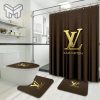 Louis Vuitton Fashion Logo Limited Luxury Brand Bathroom Set Home Decor 40 Shower Curtain And Rug Toilet Seat Lid Covers Bathroom Set