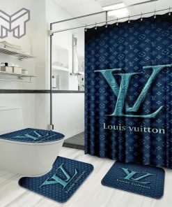 Louis Vuitton Fashion Logo Limited Luxury Brand Bathroom Set Home Decor 46 Shower Curtain And Rug Toilet Seat Lid Covers Bathroom Set