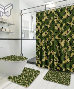 Louis Vuitton Fashion Logo Limited Luxury Brand Bathroom Set Home Decor 49 Shower Curtain And Rug Toilet Seat Lid Covers Bathroom Set