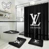 Louis Vuitton Fashion Logo Limited Luxury Brand Bathroom Set Home Decor 53 Shower Curtain And Rug Toilet Seat Lid Covers Bathroom Set