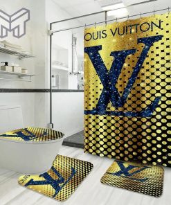 Louis Vuitton Fashion Logo Limited Luxury Brand Bathroom Set Home Decor 56 Shower Curtain And Rug Toilet Seat Lid Covers Bathroom Set