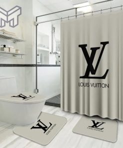 Louis Vuitton Fashion Logo Limited Luxury Brand Bathroom Set Home Decor 57 Shower Curtain And Rug Toilet Seat Lid Covers Bathroom Set