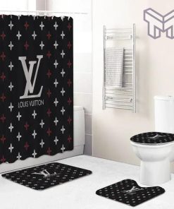 Louis Vuitton Fashion Logo Limited Luxury Brand Bathroom Set Home Decor 59 Shower Curtain And Rug Toilet Seat Lid Covers Bathroom Set