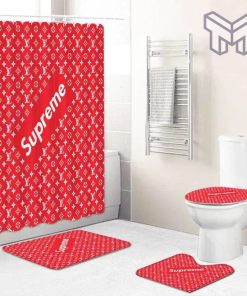 Louis Vuitton Fashion Logo Limited Luxury Brand Bathroom Set Home Decor 61 Shower Curtain And Rug Toilet Seat Lid Covers Bathroom Set