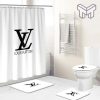 Louis Vuitton Fashion Logo Limited Luxury Brand Bathroom Set Home Decor 70 Shower Curtain And Rug Toilet Seat Lid Covers Bathroom Set