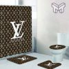 Louis Vuitton Fashion Logo Limited Luxury Brand Bathroom Set Home Decor 81 Shower Curtain And Rug Toilet Seat Lid Covers Bathroom Set