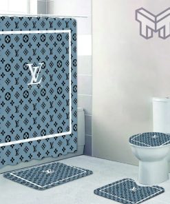 Louis Vuitton Fashion Logo Limited Luxury Brand Bathroom Set Home Decor 83 Shower Curtain And Rug Toilet Seat Lid Covers Bathroom Set