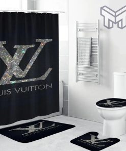 Louis Vuitton Fashion Logo Limited Luxury Brand Bathroom Set Home Decor 87 Shower Curtain And Rug Toilet Seat Lid Covers Bathroom Set