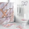 Louis Vuitton Fashion Logo Limited Luxury Brand Bathroom Set Home Decor 88 Shower Curtain And Rug Toilet Seat Lid Covers Bathroom Set