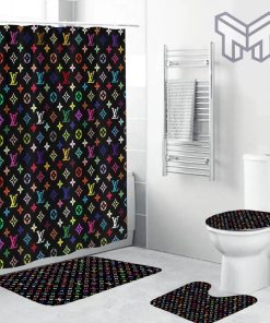 Louis Vuitton Fashion Logo Limited Luxury Brand Bathroom Set Home Decor 89 Shower Curtain And Rug Toilet Seat Lid Covers Bathroom Set