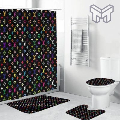 Louis Vuitton Fashion Logo Limited Luxury Brand Bathroom Set Home Decor 89 Shower Curtain And Rug Toilet Seat Lid Covers Bathroom Set