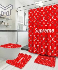 Louis Vuitton Fashion Logo Limited Luxury Brand Bathroom Set Home Decor 90 Shower Curtain And Rug Toilet Seat Lid Covers Bathroom Set