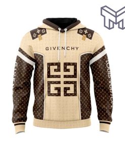 Louis Vuitton Givenchy Light Yellow Brown Unisex 3D Hoodie 3D T-Shirt Zip 3D Hoodie Outfit For Men Women Luxury Brand Clothing