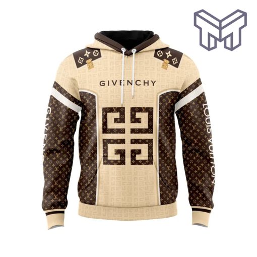 Louis Vuitton Givenchy Light Yellow Brown Unisex 3D Hoodie 3D T-Shirt Zip 3D Hoodie Outfit For Men Women Luxury Brand Clothing