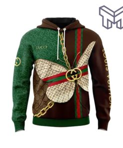 Louis Vuitton Gucci Butterfly Unisex 3D Hoodie 3D T-Shirt Zip 3D Hoodie Outfit For Men Women Luxury Brand Clothing