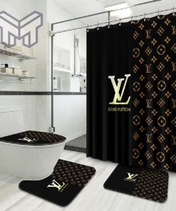 Louis Vuitton Hot Bathroom Set Home Decor Shower Curtain And Rug Toilet Seat Lid Covers Bathroom Set