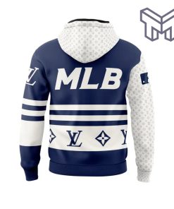 Louis Vuitton MLB White Blue Unisex Hoodie Outfit For Men Women Luxury Brand Clothing Special Gift1