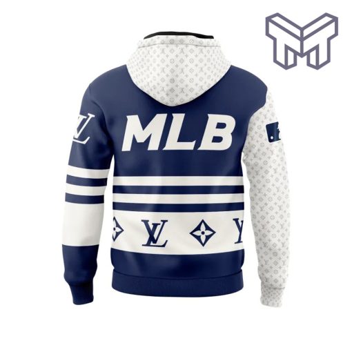 Louis Vuitton MLB White Blue Unisex Hoodie Outfit For Men Women Luxury Brand Clothing Special Gift1