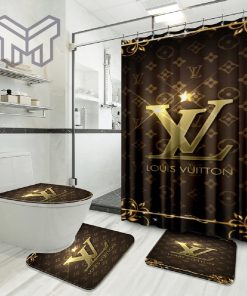 Louis Vuitton New Bathroom Set Home Decor Shower Curtain And Rug Toilet Seat Lid Covers Bathroom Set