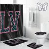 Louis Vuitton Premium Fashion Logo Luxury Brand Bathroom Set Home Decor Shower Curtain And Rug Toilet Seat Lid Covers Bathroom Set