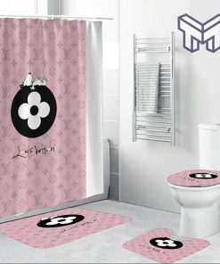 Louis Vuitton Snoopy Pinky Fashion Luxury Brand Premium Bathroom Set Home Decor Shower Curtain And Rug Toilet Seat Lid Covers Bathroom Set