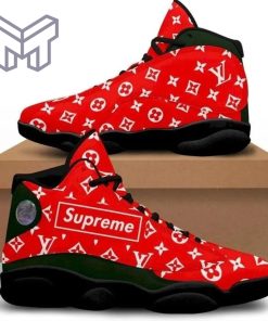 Louis Vuitton Supreme Black Red Air Jordan 13 Sneakers Shoes