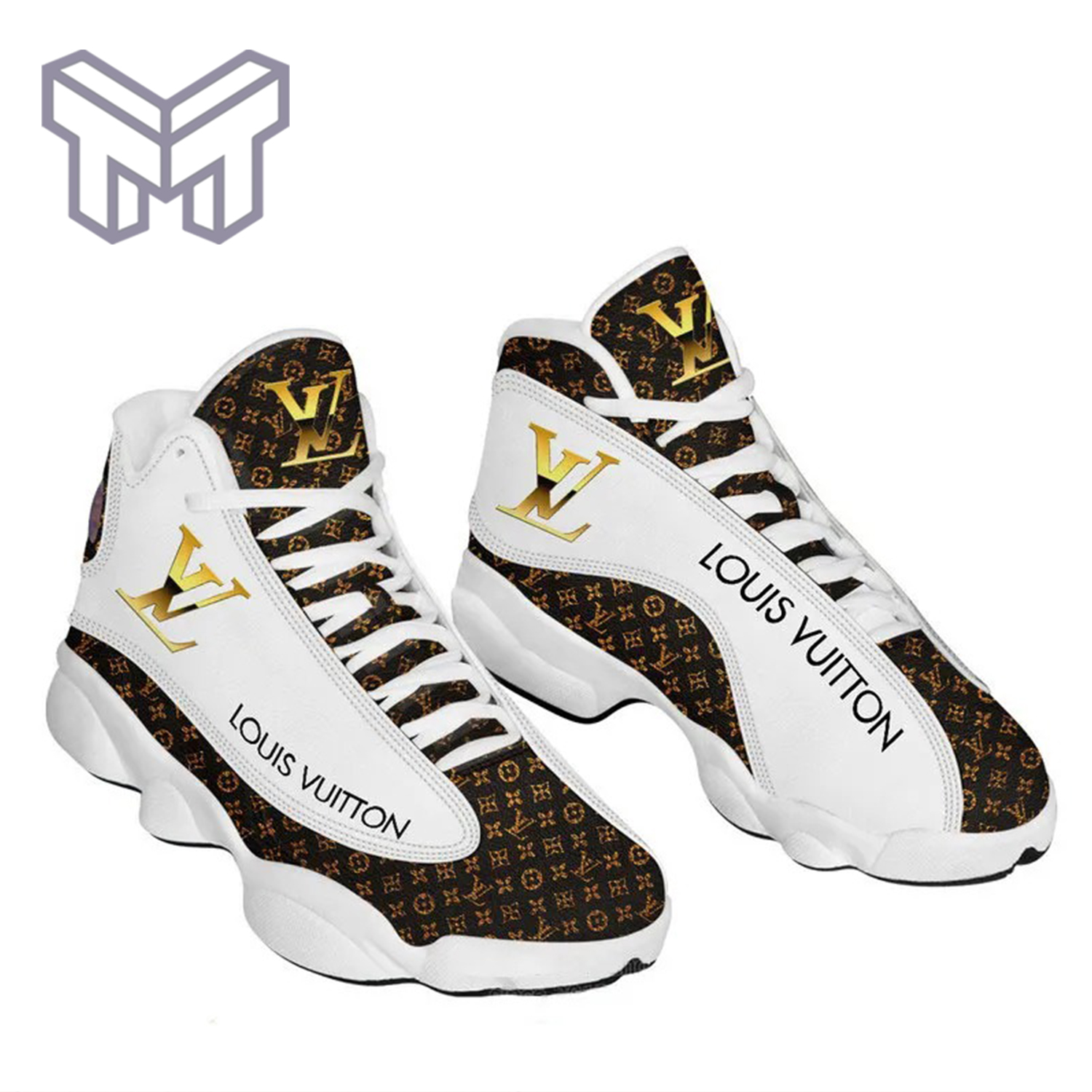 Luxury Louis Vuitton LV Air Jordan 13 Sneakers Shoes Brown White Gifts For  Men Women