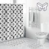 Louis Vuitton White Fashion Luxury Brand Bathroom Set Home Decor Shower Curtain And Rug Toilet Seat Lid Covers Bathroom Set