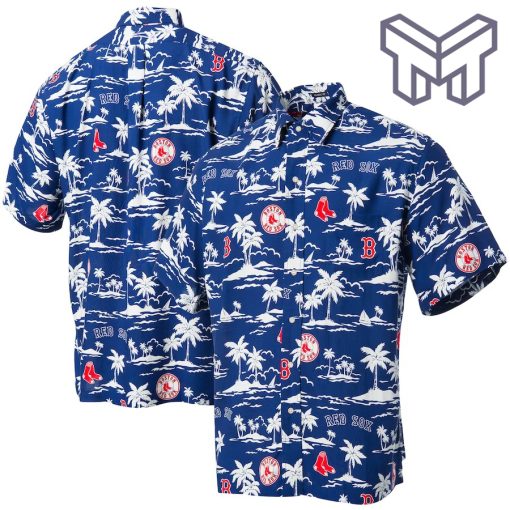MLB Boston Red Sox Hawaiian Shirt Vintage Short Sleeve Hawaiian Shirt And Short - Navy And Red