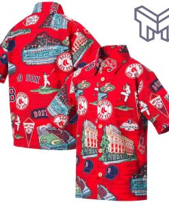 MLB Boston Red Sox Hawaiian Shirt Youth Scenic Hawaiian Shirt And Short - Red