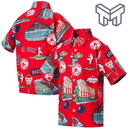 MLB Boston Red Sox Hawaiian Shirt Youth Scenic Hawaiian Shirt And Short - Red