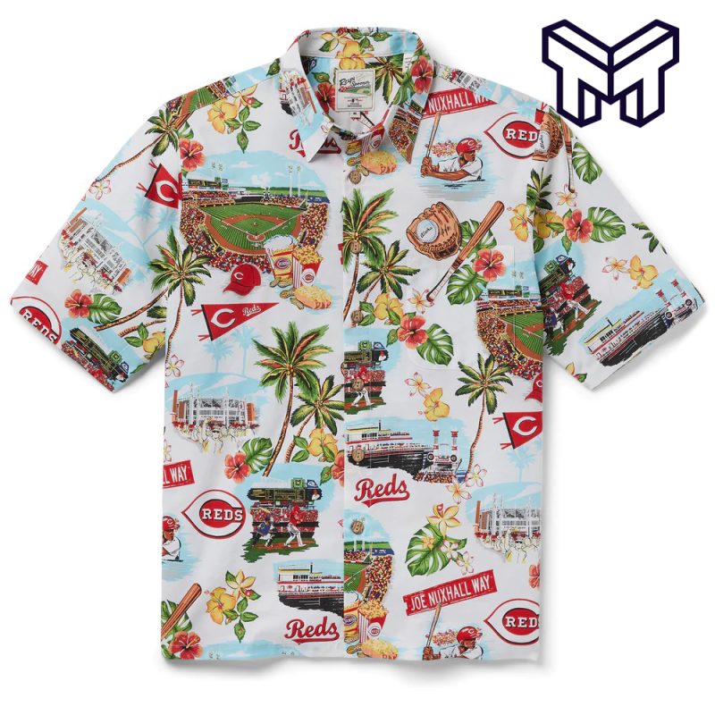 Cincinnati Reds Throwback White Red Striped Jersey Inspired Style Hawaiian  Shirt - Tagotee