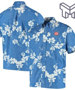 MLB Chicago Cubs Hawaiian Shirt 50th State Hawaiian Shirt And Short - Heathered Royal