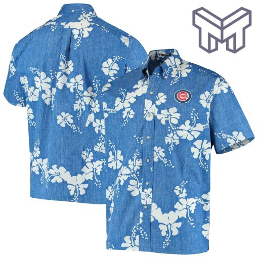 MLB Chicago Cubs Hawaiian Shirt 50th State Hawaiian Shirt And Short - Heathered Royal