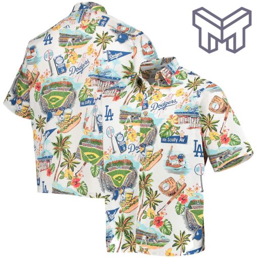 MLB Los Angeles Dodgers Hawaiian Shirt Scenic Hawaiian Shirt And Short - White