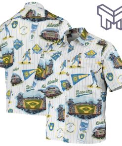 MLB Milwaukee Brewers Hawaiian Shirt Scenic Hawaiian Shirt And Short - Navy