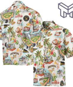 MLB Milwaukee Brewers Hawaiian Shirt Scenic Hawaiian Shirt And Short - White