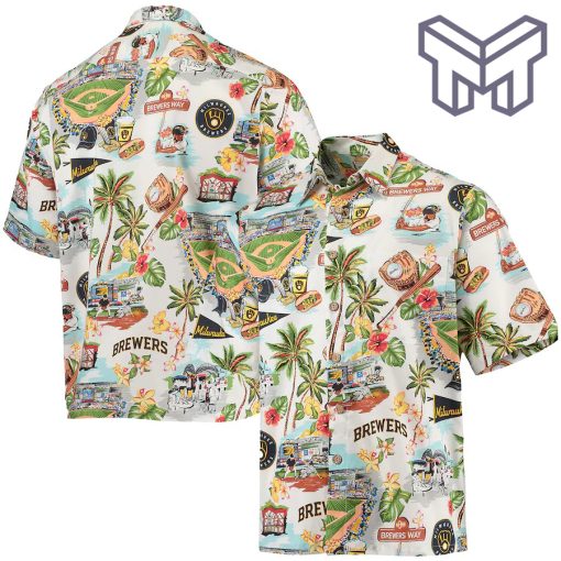 MLB Milwaukee Brewers Hawaiian Shirt Scenic Hawaiian Shirt And Short - White