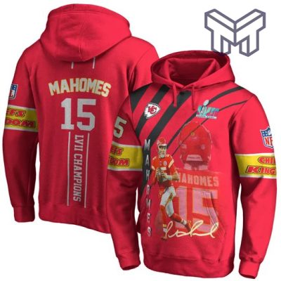 Mahomes 15 LVII Champions Kansas City Chiefs Super Bowl Champion 2023 Unisex 3D Hoodie 3D T-Shirt Zip 3D Hoodie