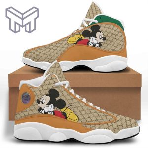 Mickey Gucci White Air Jordan 13 Sneakers Shoes High Top Shoes For Men Women