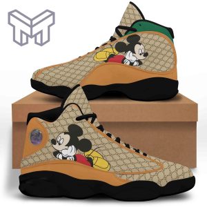 Mickey Gucci White Air Jordan 13 Sneakers Shoes High Top Shoes For Men Women